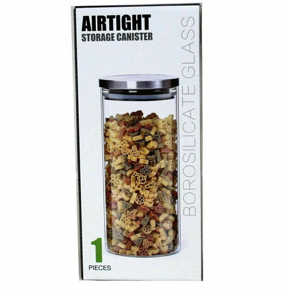 Borosilicate Glass Storage Jar With Stainless Steel Lid - 1400ml