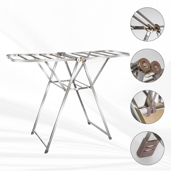 Foldable Clothes Drying Rack with Adjustable Wings-2-Level, for Indoor / Outdoor Use