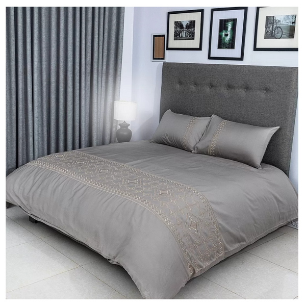 Duvet Cover Set With Egyptian Cotton Fitted Sheet- 400 TC (Adora Design)