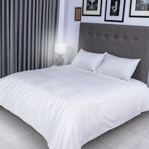 Duvet Cover Set With Egyptian Cotton Fitted Sheet- 400 TC (Ancient Modern Design)