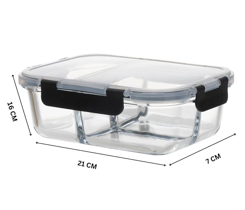 3-Compartment Glass Meal Prep Containers With Snap Lock Lids–Set Of 3