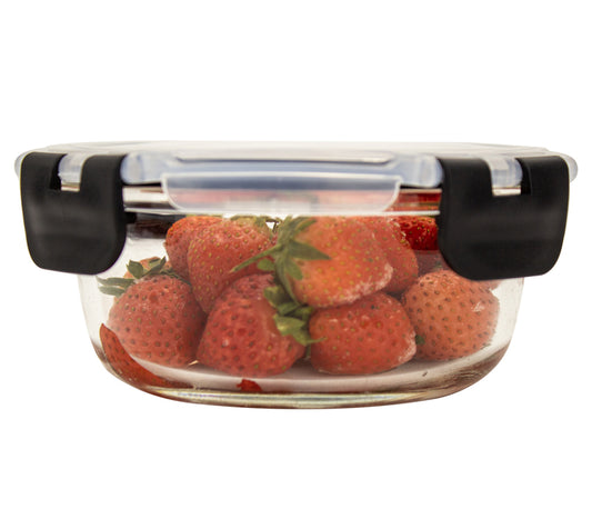 Round Glass Containers With Snap Lock Lids (Stackable) 400ml - Set Of 1