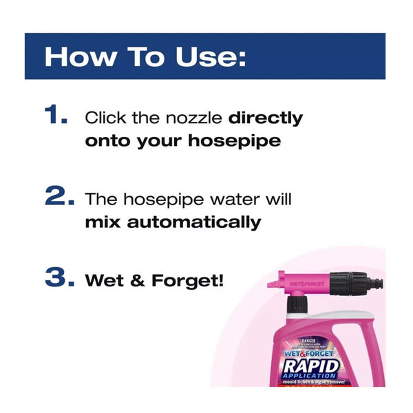 Wet & Forget Rapid Application Mould Lichen & Algae Remover Outdoor Cleaning -2L