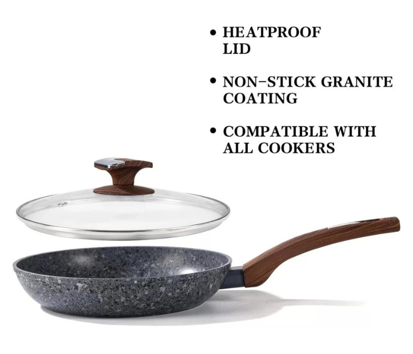 Non-Stick Frying Pan With Tempared Glass Lid-28 cm