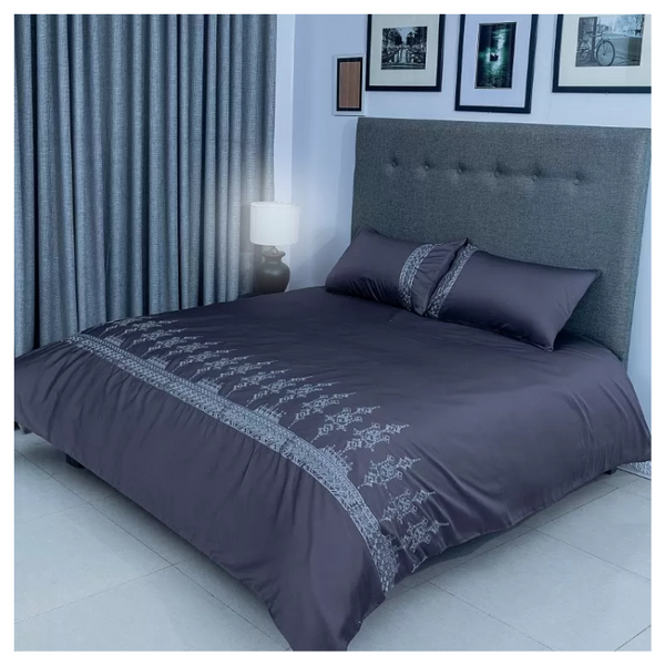 Duvet Cover Set With Egyptian Cotton Fitted Sheet- 400 TC (Vespera Design)