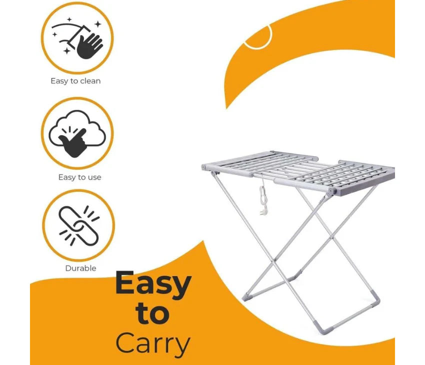 Houszy® Electric heated folding clothes dryer airer with cover, 230w Energy-Efficient 18 rails indoor airer, wet laundry drying rack.