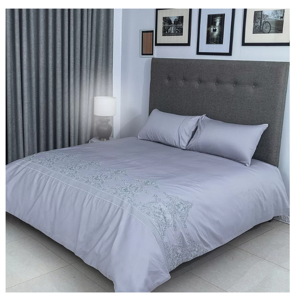 Duvet Cover Set With Egyptian Cotton Fitted Sheet- 400 TC (Ancient Modern Design)