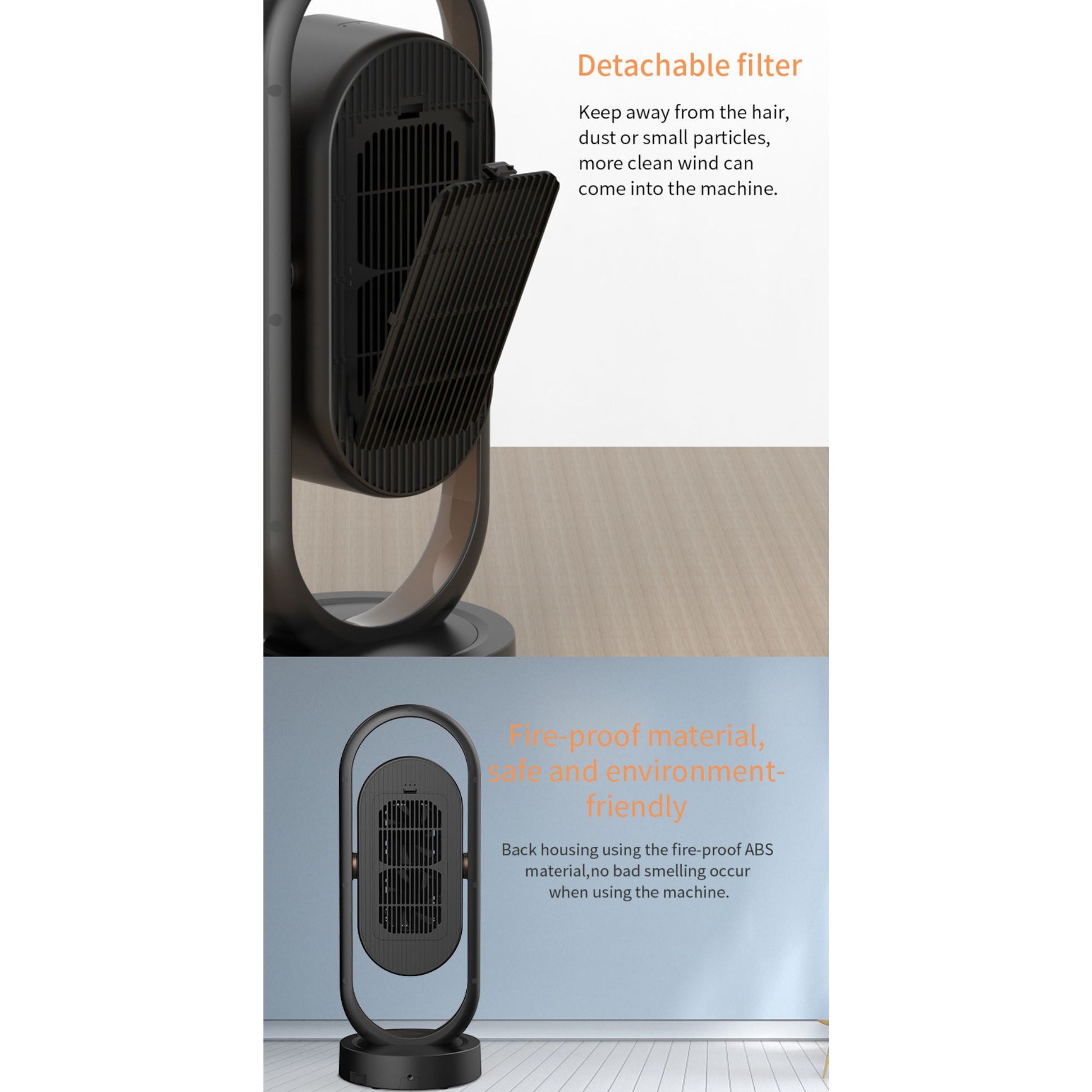 Houszy Electric Heater 1800W with Remote, PTC Ceramic Fan Heater for Home, LED, Timer, Oscillating Vertical/Horizontal, Thermostat, Eco Mode, Quiet Indoor Fan Heater, Tip‑Over & Overheat Protection