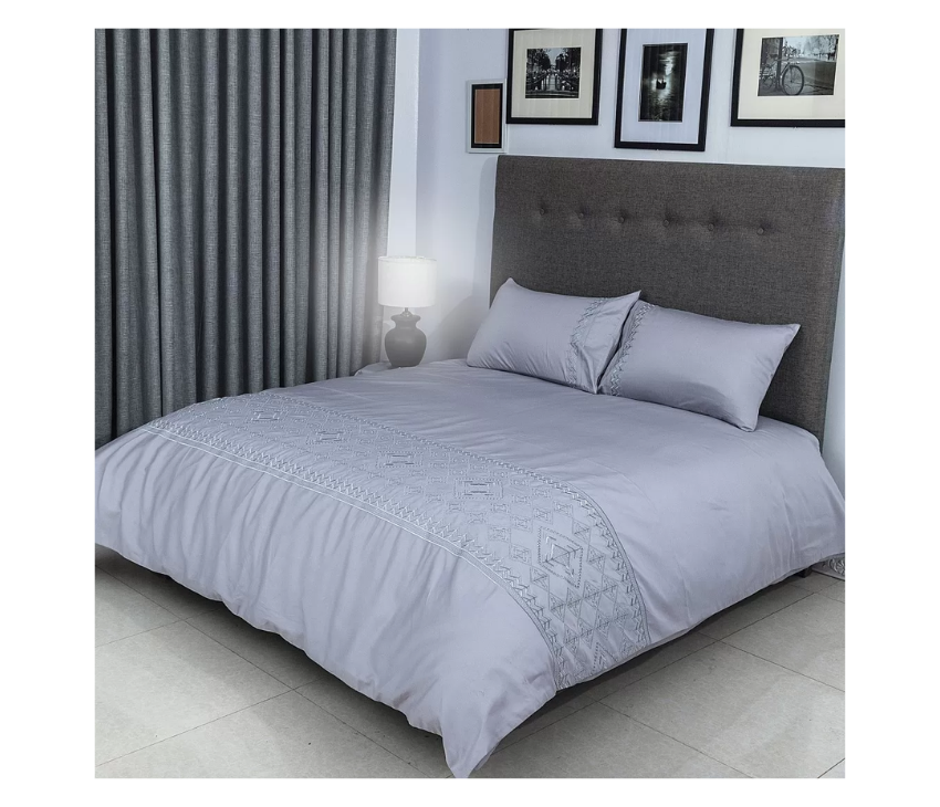 Duvet Cover Set With Egyptian Cotton Fitted Sheet- 400 TC (Adora Design)