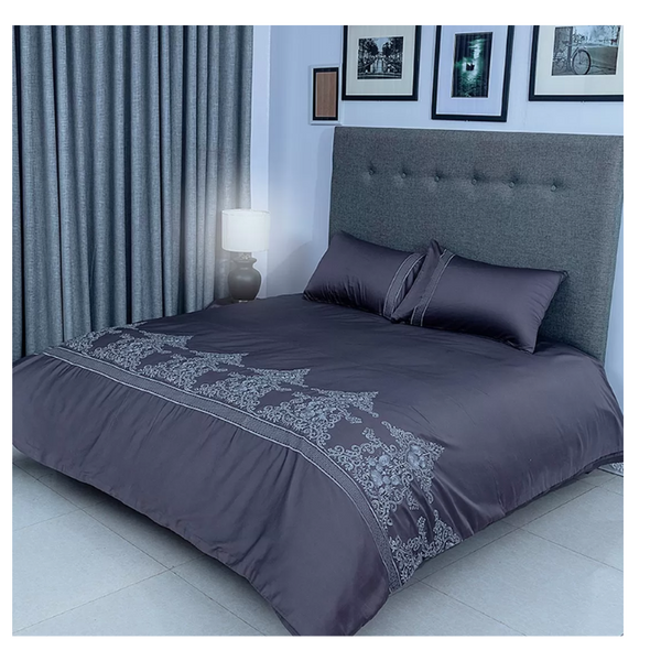 Duvet Cover Set With Egyptian Cotton Fitted Sheet- 400 TC (Ancient Modern Design)