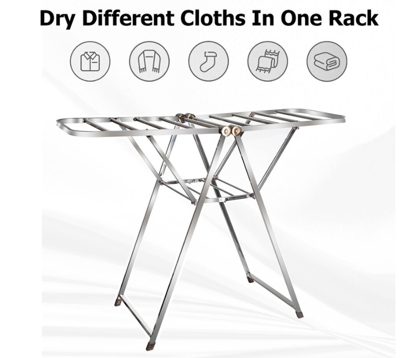 Foldable Clothes Drying Rack with Adjustable Wings-2-Level, for Indoor / Outdoor Use