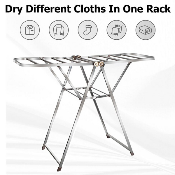 Foldable Clothes Drying Rack with Adjustable Wings-2-Level, for Indoor / Outdoor Use