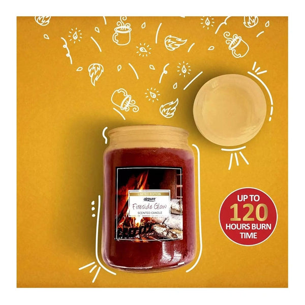 Airpure Fireside Glow Scented Large Jar Candle 510G