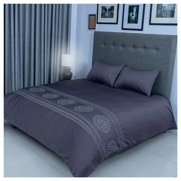 Duvet Cover Set With Egyptian Cotton Fitted Sheet- 400 TC (Gloria Hotel Design)