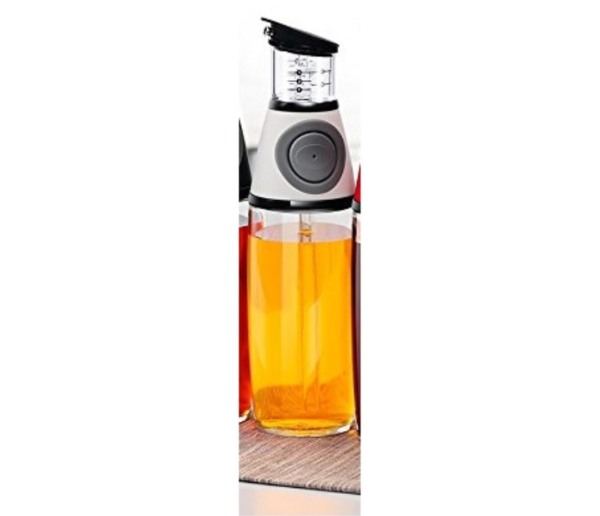 Glass Oil Dispenser Bottles with Dip-Free Spouts & Easy-Press Measuring Cap-(500ml)