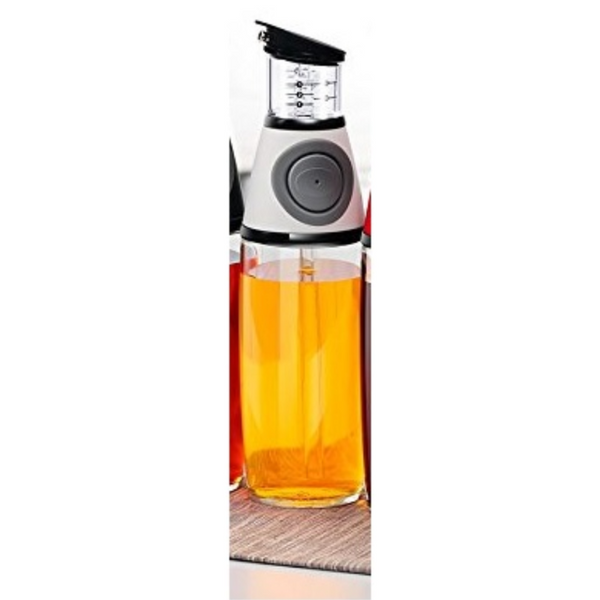 Glass Oil Dispenser Bottles with Dip-Free Spouts & Easy-Press Measuring Cap-(500ml)