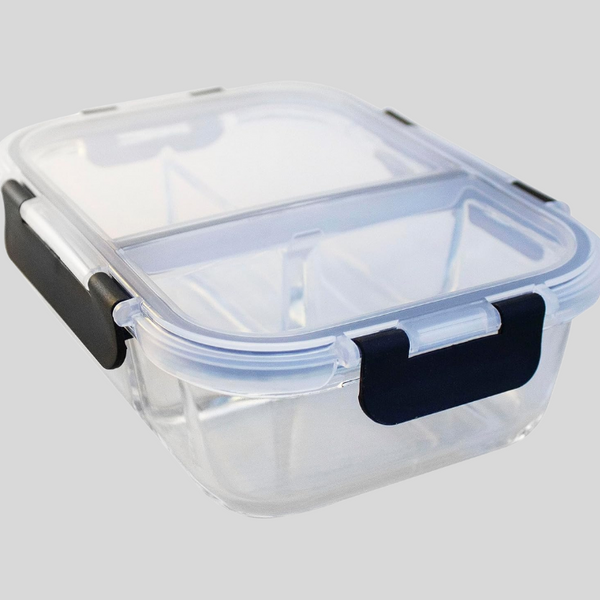 3-Compartment Glass Meal Prep Containers With Snap Lock Lids–Set Of 3