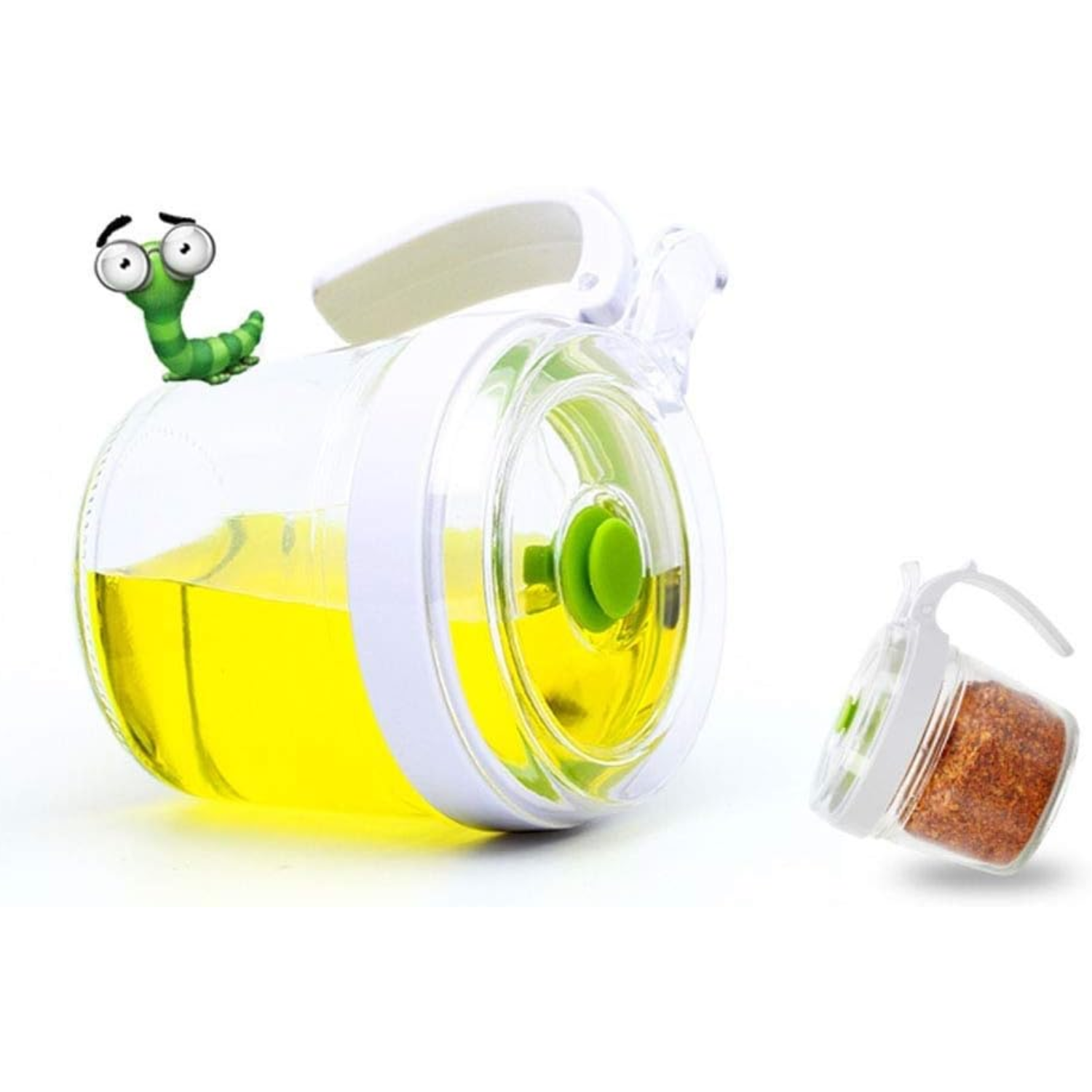 Glass Oil Bottle,Olive Oil Dispenser Set,4 pcs Oil Bottles,Olive Oil Bottle and 3 pcs spice jars Vinegar Bottle Glass Set for Kitchen