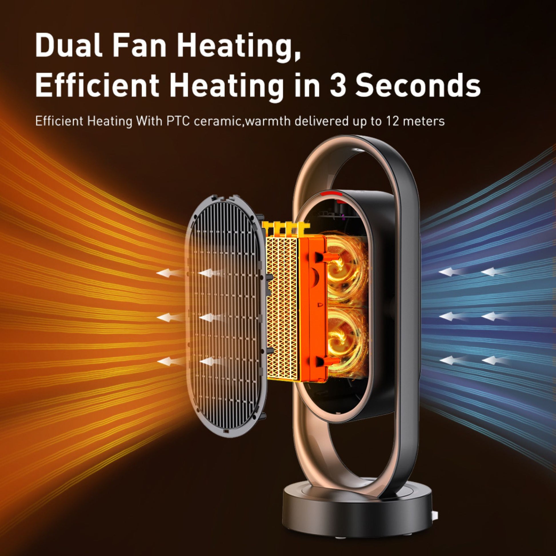 Houszy Electric Heater 1800W with Remote, PTC Ceramic Fan Heater for Home, LED, Timer, Oscillating Vertical/Horizontal, Thermostat, Eco Mode, Quiet Indoor Fan Heater, Tip‑Over & Overheat Protection