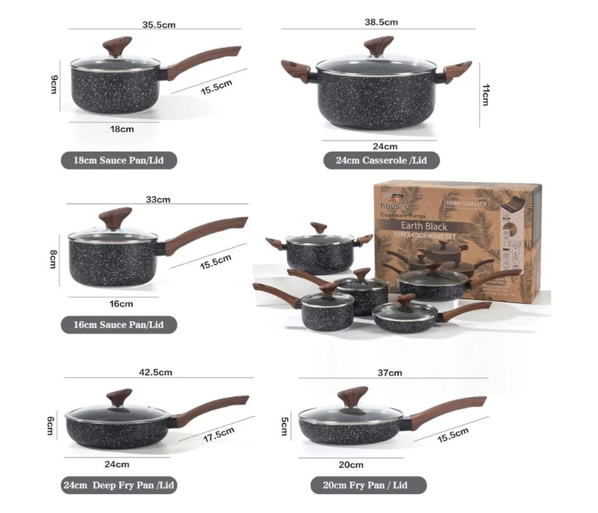 10 Piece Non-Stick Cookware Set (Pots And Pans)