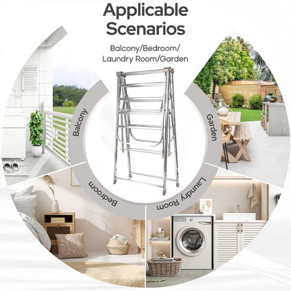 Foldable Clothes Drying Rack with Adjustable Wings-2-Level, for Indoor / Outdoor Use-Houszy®