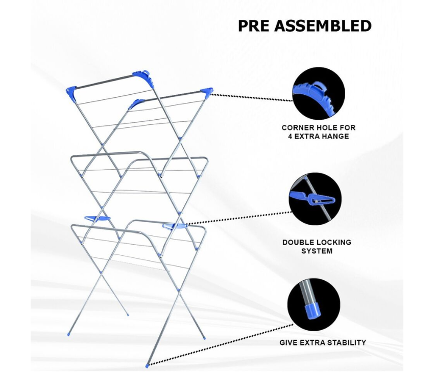 Foldable Clothes Airer With  3-Tier, Perfect For Indoor/Outdoor Use