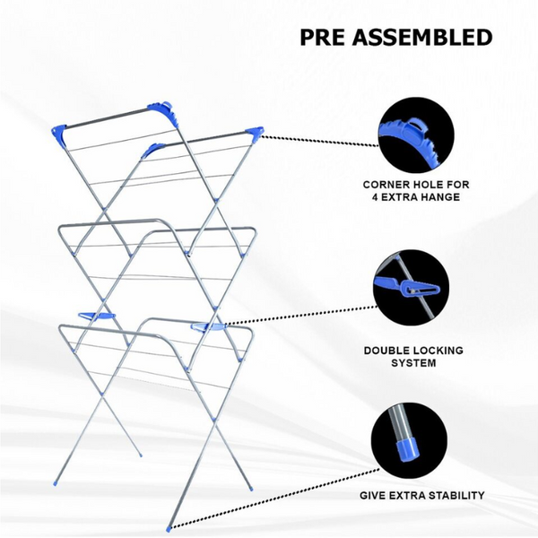 Foldable Clothes Airer With  3-Tier, Perfect For Indoor/Outdoor Use