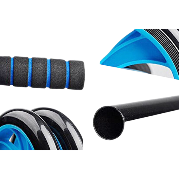 Ab Roller Wheel with Anti-Slip Mat - Twin-Wheel Set for Core & Abs Exercise (Blue)