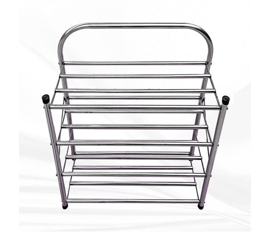 Stainless Steel Shoe Rack- 4-Tier, Ideal for Living Room or Hallway (Silver)