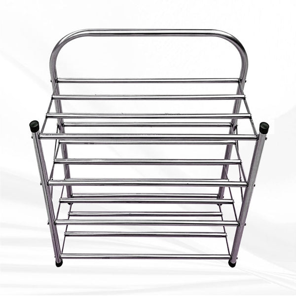 Stainless Steel Shoe Rack- 4-Tier, Ideal for Living Room or Hallway (Silver)