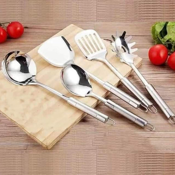 Set of Oil dispenser Bottle, Glass Food Storage 3 Piece and 5pc stainless steel kitchen utensils For Kitchen Use