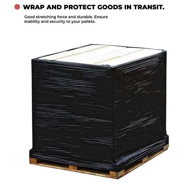 Black Pallet Stretch Wrap | Standard Core, 20mu Thick, Industrial Strength | Plastic Wrap | Packaging for Removals, Industrial & Warehouse Use-1 Roll x 300mm