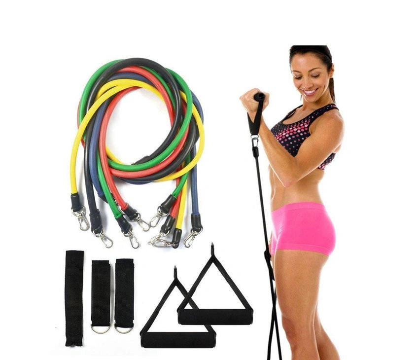 11 pcs Resistance Band Pull Rope Set Training Equipment, For Resistance Training Exercise and Home gym Isometric Training And yoga With Footring, Safety Door Buckle, Handles And Bag, Workout Bands