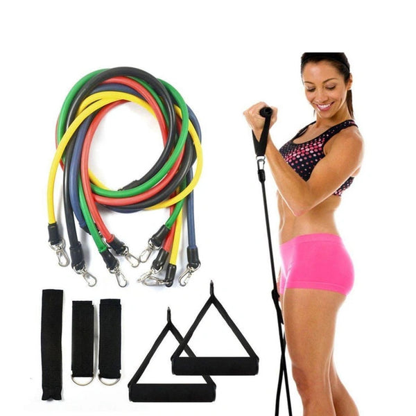 11 pcs Resistance Band Pull Rope Set Training Equipment, For Resistance Training Exercise and Home gym Isometric Training And yoga With Footring, Safety Door Buckle, Handles And Bag, Workout Bands