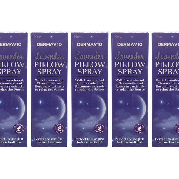 Derma V10 Pillow Spray, Lavender Oil, Chamomile and Rosemary Extract, Reduces Stress and Anxiety Vegan Friendly
