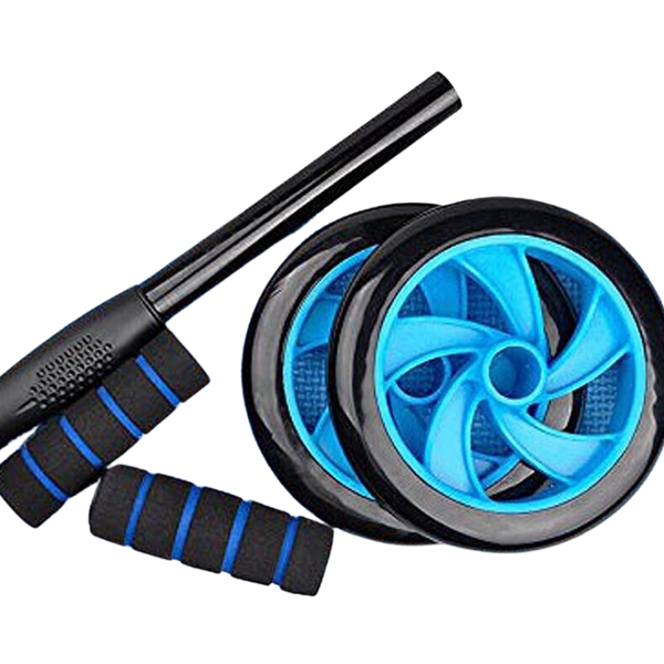 Ab Roller Wheel with Anti-Slip Mat - Twin-Wheel Set for Core & Abs Exercise (Blue)