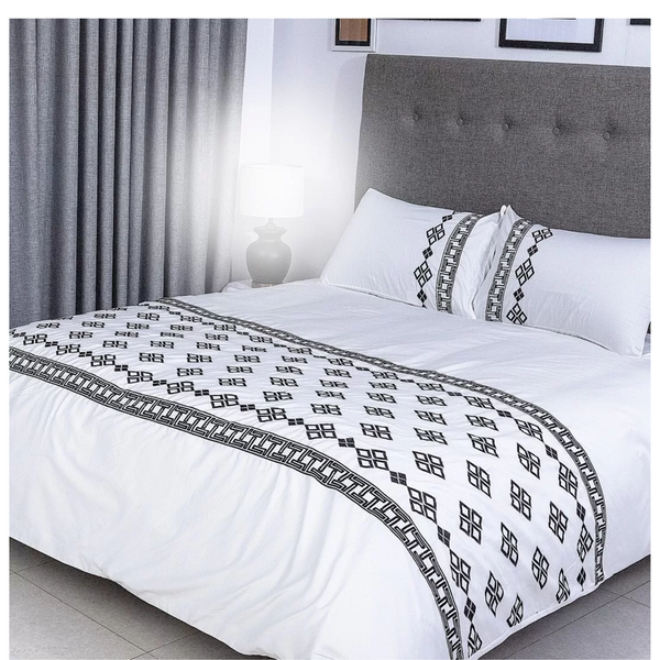 Duvet Cover Set With Egyptian Cotton Fitted Sheet-400 TC ( Classic Modern Design)