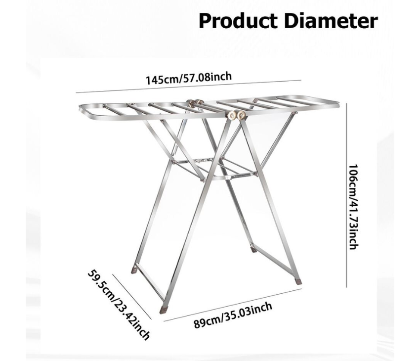 Foldable Clothes Drying Rack with Adjustable Wings-2-Level, for Indoor / Outdoor Use