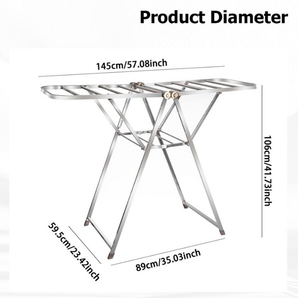 Foldable Clothes Drying Rack with Adjustable Wings-2-Level, for Indoor / Outdoor Use