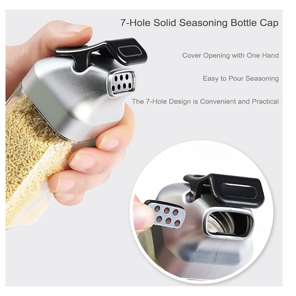 Glass Oil Dispenser Bottles & Condiment Spice Shakers Combo Set With Storage Base (2 x 175ml Oil Bottles & 2 x 90ml Spice Shakers)