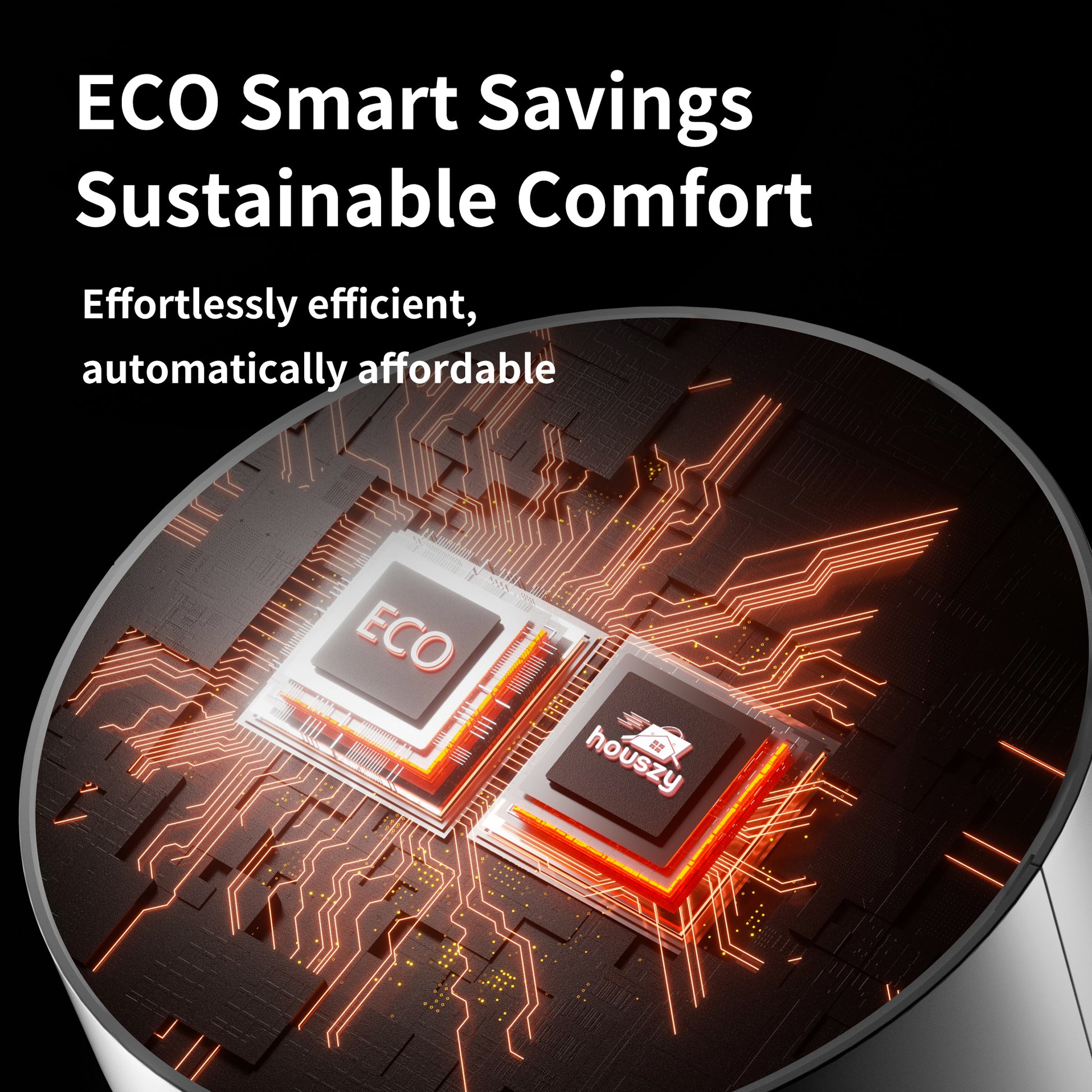 Houszy PTC Ceramic Tower Heater 2000W, Oscillating Electric Fan Heater with Thermostat 15–40°C, 24‑Hour Timer, Remote, Tip‑Over and Overheat Protection, Touch LED Display, UK BS Plug