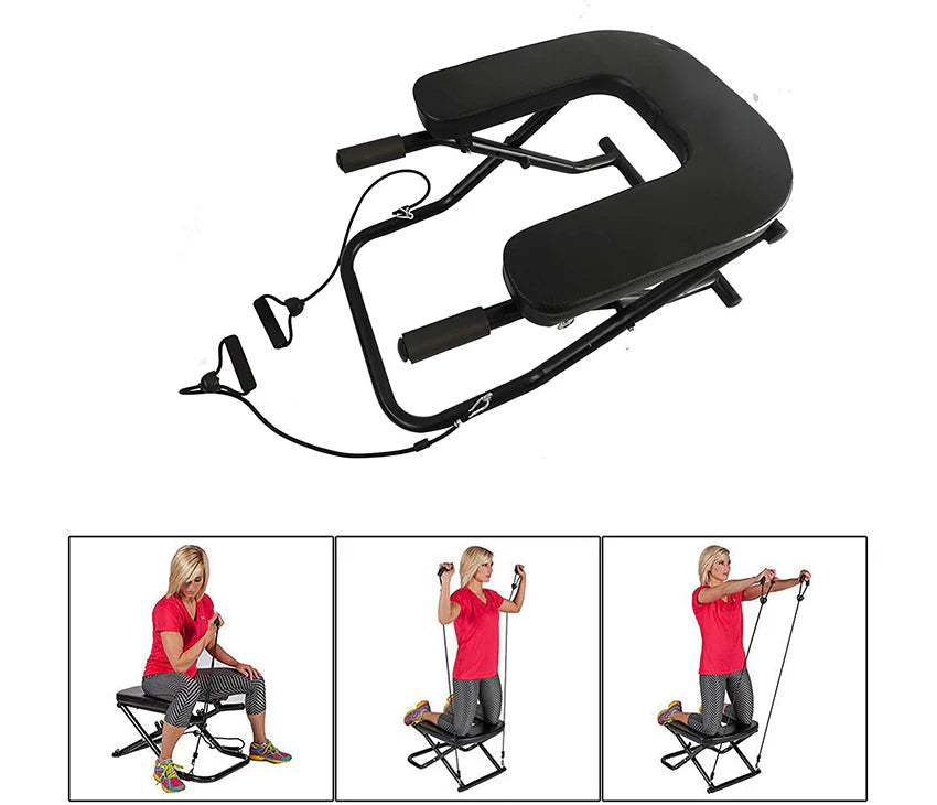 Yoga Headstand Bench with Handled Resistance Bands -Inversion Chair for Workout