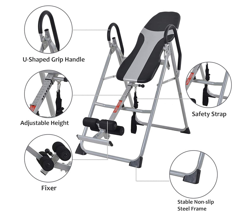 Inversion Table with Adjustable Protective Belt for Pain Relief Therapy