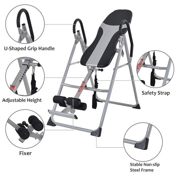 Inversion Table with Adjustable Protective Belt for Pain Relief Therapy