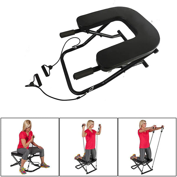 Yoga Headstand Bench with Handled Resistance Bands -Inversion Chair for Workout