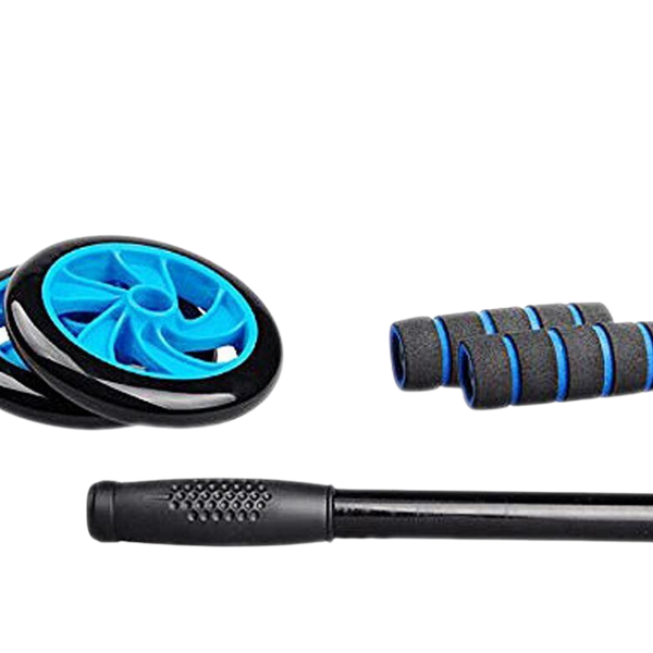 Ab Roller Wheel with Anti-Slip Mat - Twin-Wheel Set for Core & Abs Exercise (Blue)