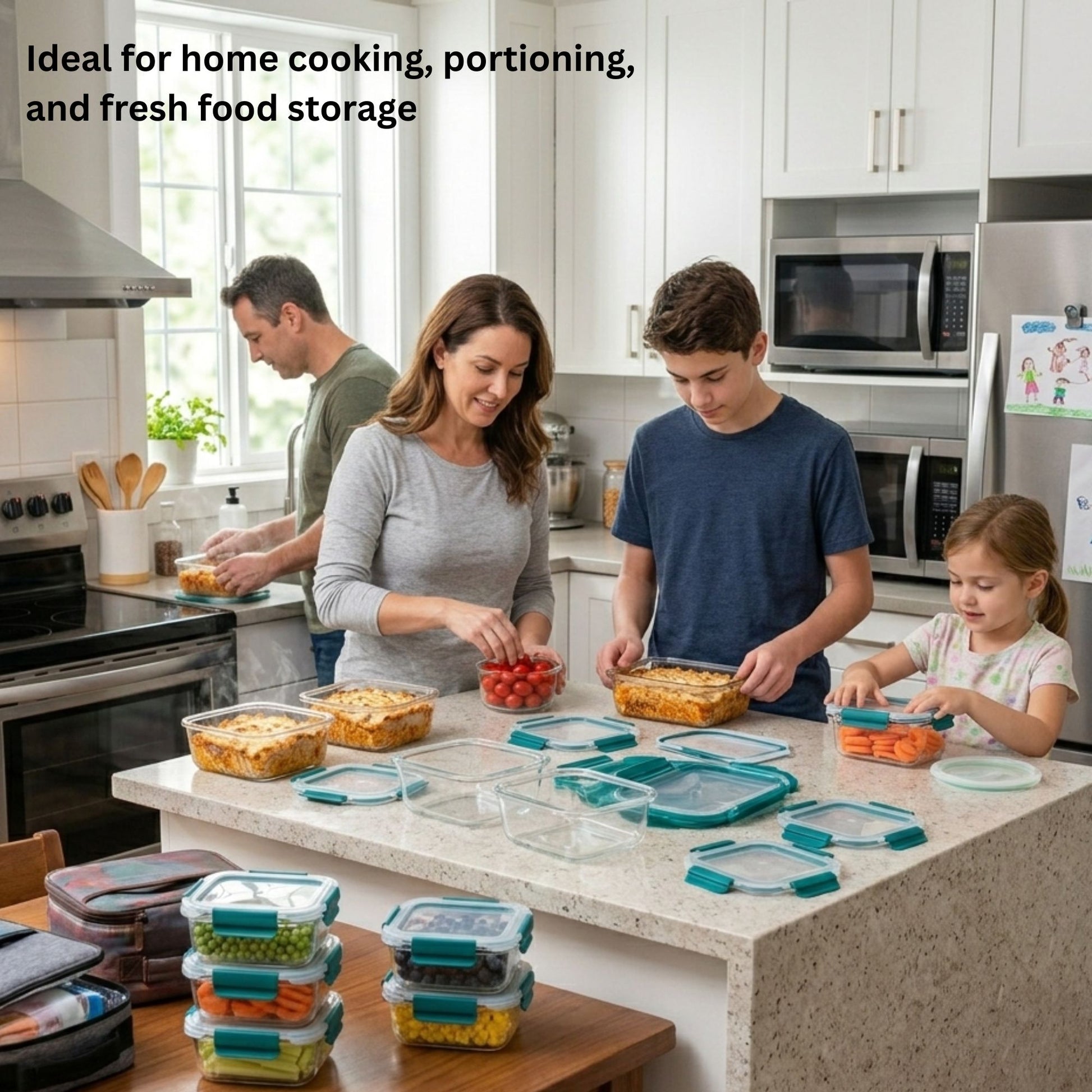 Glass Meal Prep Containers With Snap Lock Lids - Set Of 10 - Houszy