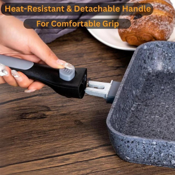 26cm Non-Stick Grill Pan | Removable Handle, Induction Safe, Granite Coated – Houszy