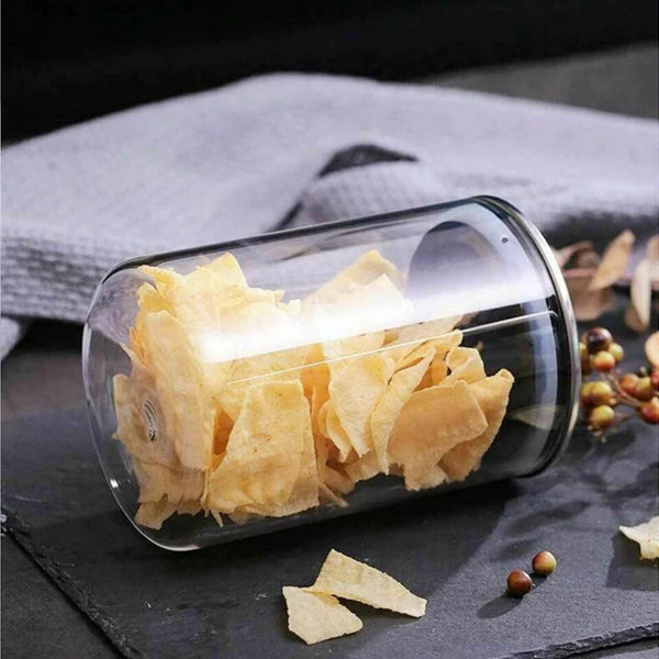 Glass Storage Jars with Stainless Steel Lids-Set of 4, Suitable for Candy & Spice