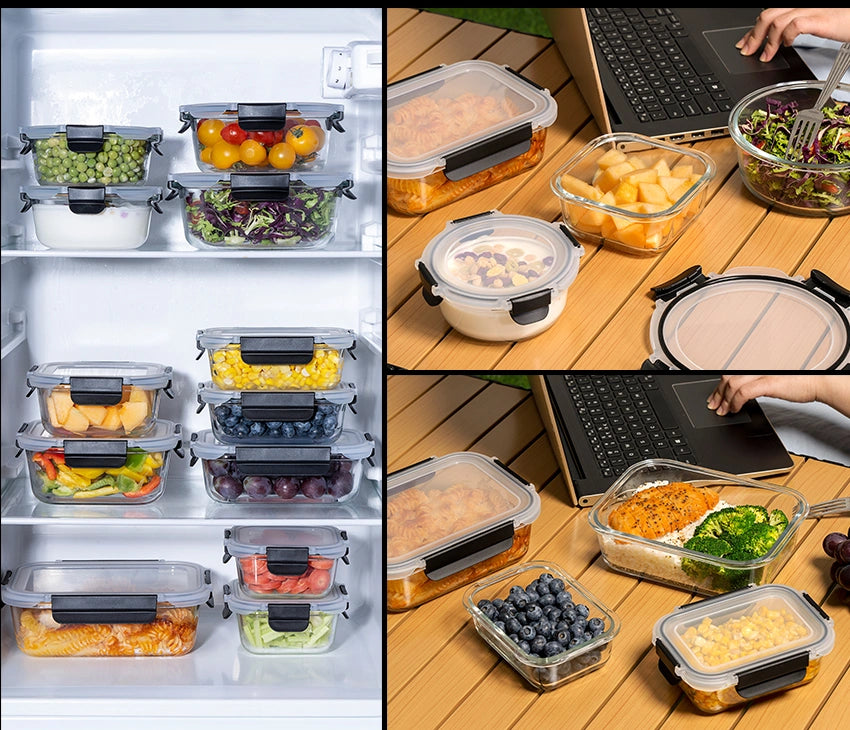 glass meal prep set